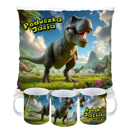 Kubek Poduszka Dinozaur Dinozaury T-rex Tyrannosaurus Triceratops
